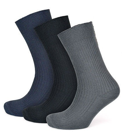 Tom Franks Mens 613  3 pack Plain Non elastic Ribbed 3 pack Socks 7-11 - Borderland Muff