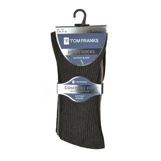 Tom Franks Mens 613  3 pack Plain Non elastic Ribbed 3 pack Socks 7-11 - Borderland Muff