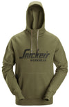 Snickers Men's Logo Work Hoody in Khaki with Kangaroo Pocket and Thumb Grips – Ideal for Irish Tradesmen