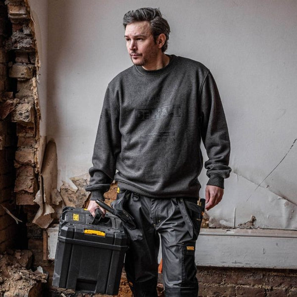DeWalt Mens Delaware Crew Neck Regular Fit Work Top Sweatshirt-CHARCOAL - Borderland Muff