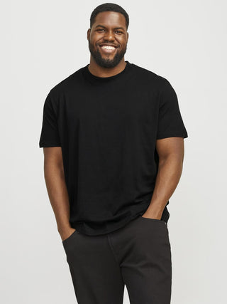 Jack & Jones Mens Plus Size Loose Fit Bradley Short Sleeve T-Shirt-BLACK - Borderland Muff