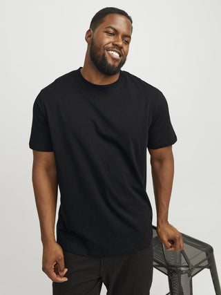 Jack & Jones Mens Plus Size Loose Fit Bradley Short Sleeve T-Shirt-BLACK - Borderland Muff