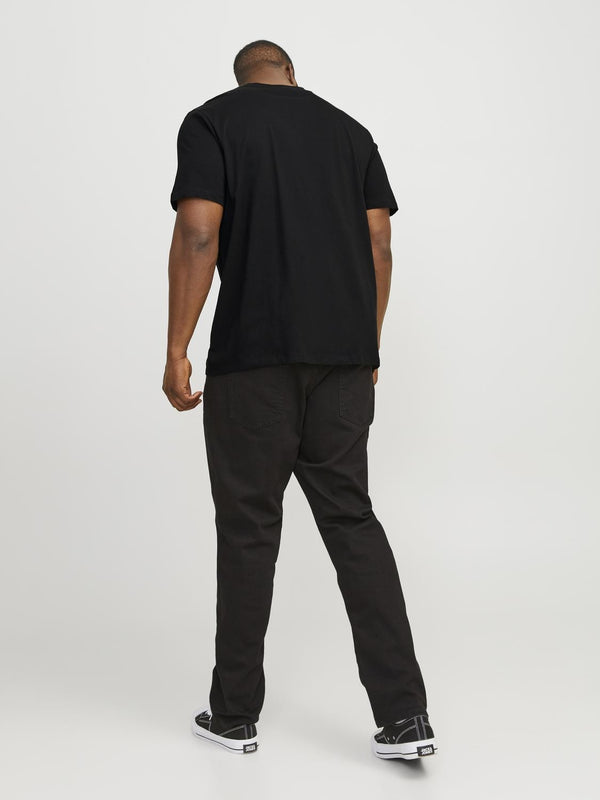 Jack & Jones Mens Plus Size Loose Fit Bradley Short Sleeve T-Shirt-BLACK - Borderland Muff