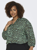 Only Carmakoma Ladies Carbaboost 3/4 Sleeve Regular Fit Plus Size Blouse-GREEN - Borderland Muff