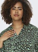 Only Carmakoma Ladies Carbaboost 3/4 Sleeve Regular Fit Plus Size Blouse-GREEN - Borderland Muff