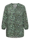 Only Carmakoma Ladies Carbaboost 3/4 Sleeve Regular Fit Plus Size Blouse-GREEN - Borderland Muff