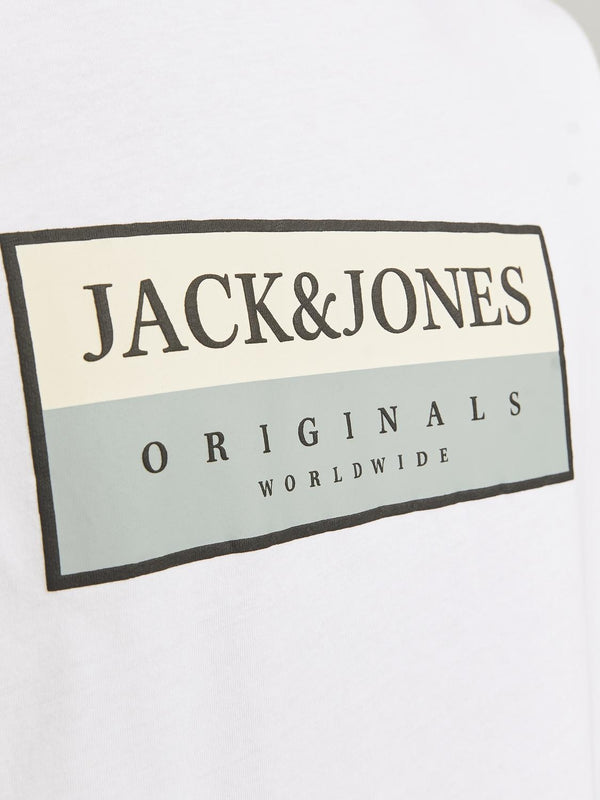 Jack & Jones Mens Fredeiksberg Regular Fit 100% Cotton Tee-BRIGHT WHITE - Borderland Muff