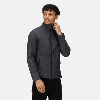 Regatta Men's Octagon II 3 Layer Membrane Printable Water Repellent, Windproof, Breathable Softshell Jacket-SEAL GREY - Borderland Muff