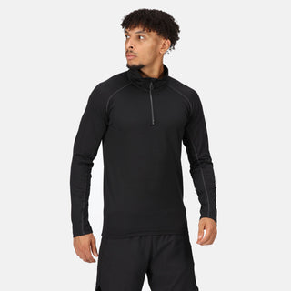 Regatta Men's Printable Core Stretch Half Zip Midlayer Ideal For Work-BLACK - Borderland Muff