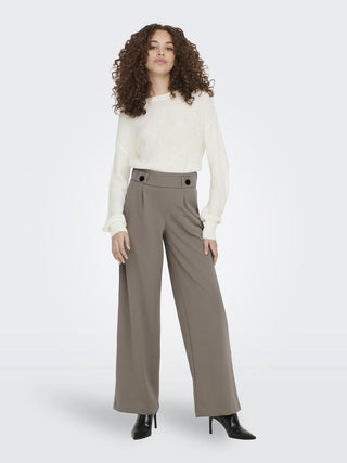 JDY Geggo Wide Fit Elasticated Trousers 30" Leg-DRIFTWOOD - Borderland Muff