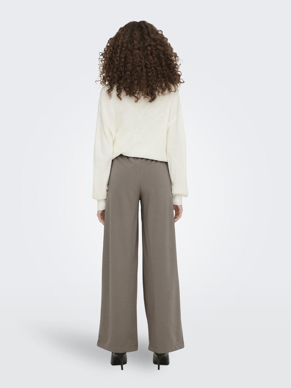 JDY Geggo Wide Fit Elasticated Trousers 30" Leg-DRIFTWOOD - Borderland Muff