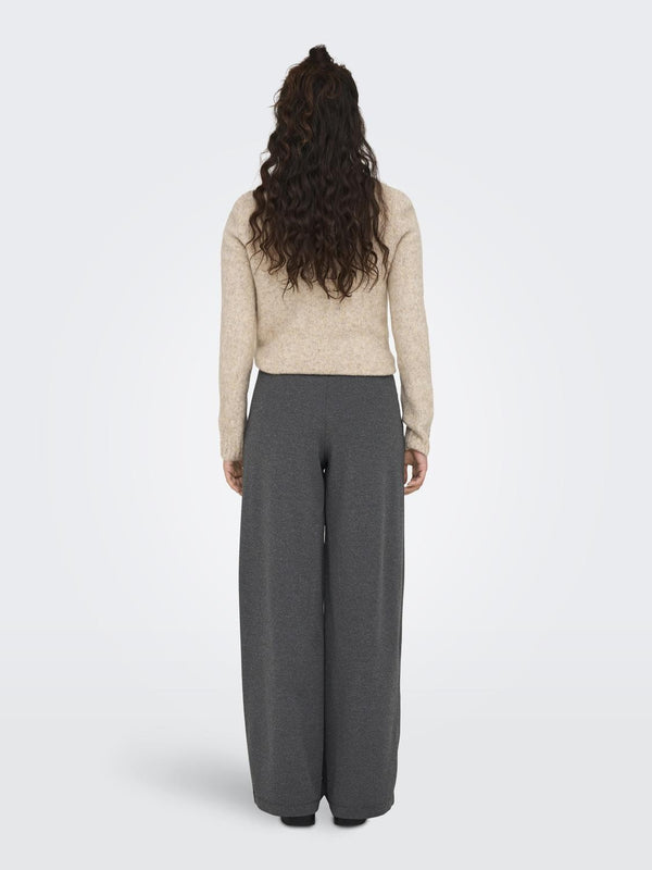 JDY Geggo Wide Fit Elasticated Trousers 30" Leg-GREY MELANGE - Borderland Muff