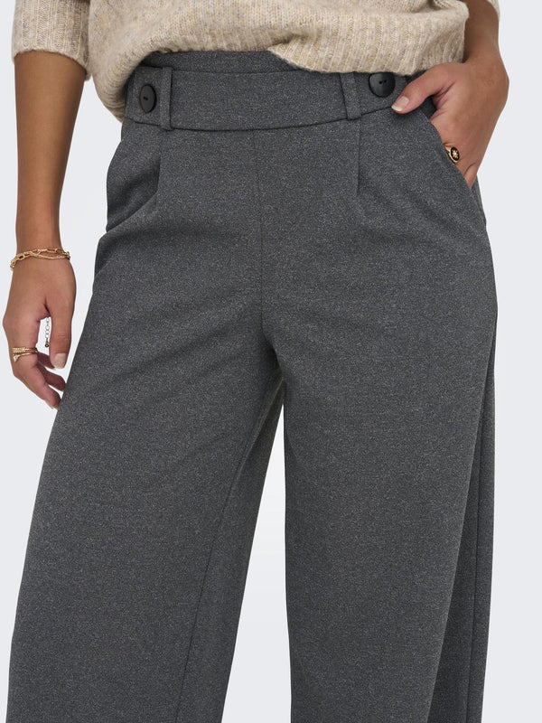 JDY Geggo Wide Fit Elasticated Trousers 30" Leg-GREY MELANGE - Borderland Muff