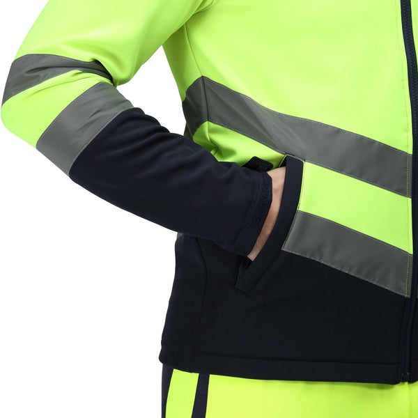 Regatta Men's Water Repellent Hi Vis 2 Tone Softshell Jacket-HIVIZ YELNVY - Borderland Muff