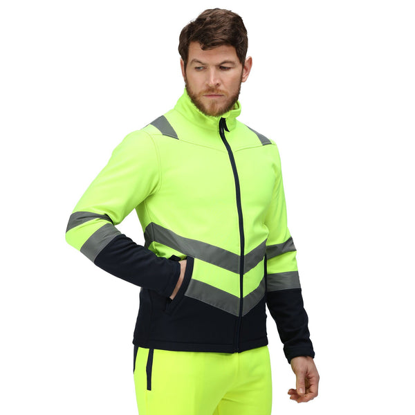Regatta Men's Water Repellent Hi Vis 2 Tone Softshell Jacket-HIVIZ YELNVY - Borderland Muff