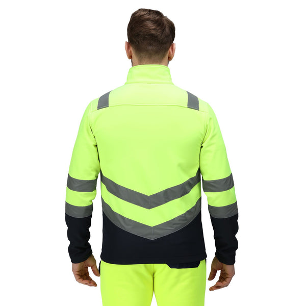 Regatta Men's Water Repellent Hi Vis 2 Tone Softshell Jacket-HIVIZ YELNVY - Borderland Muff