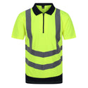 Regatta Men's Hi Vis Short Sleeve Wicking 2 Tone Zip Neck Polo-HIVIZ YELNVY - Borderland Muff