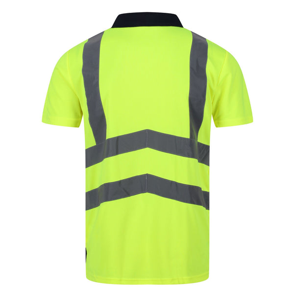 Regatta Men's Hi Vis Short Sleeve Wicking 2 Tone Zip Neck Polo-HIVIZ YELNVY - Borderland Muff