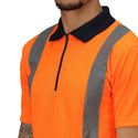 Regatta Men's Hi Vis Short Sleeve Wicking 2 Tone Zip Neck Polo-HIVIZ ORANVY - Borderland Muff