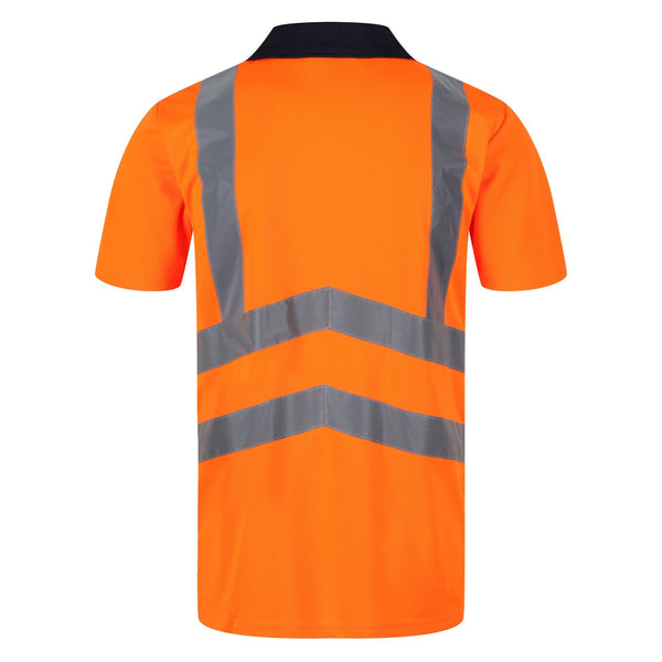 Regatta Men's Hi Vis Short Sleeve Wicking 2 Tone Zip Neck Polo-HIVIZ ORANVY - Borderland Muff