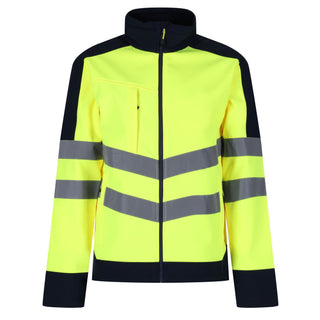 Regatta Men's Hi Vis 3 Layer Reflective Softshell Jacket-HIVIZ YELNVY - Borderland Muff