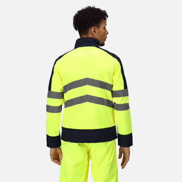 Regatta Men's Hi Vis 3 Layer Reflective Softshell Jacket-HIVIZ YELNVY - Borderland Muff