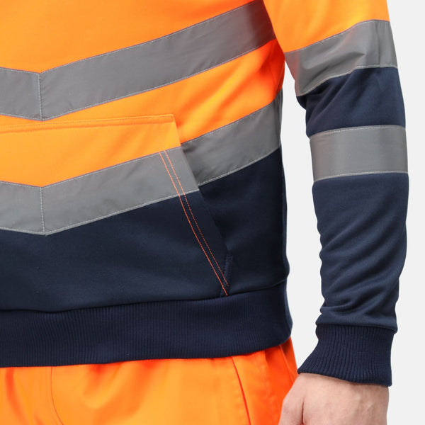 Regatta Men's Hi Vis 2 Tone Overhead Hoody-HIVIZ ORANGE - Borderland Muff