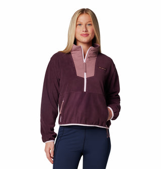 Columbia Ladies Sequoia Grove Cropped 1/2 Zip Overhead Fleece-MOONBEAM - Borderland Muff