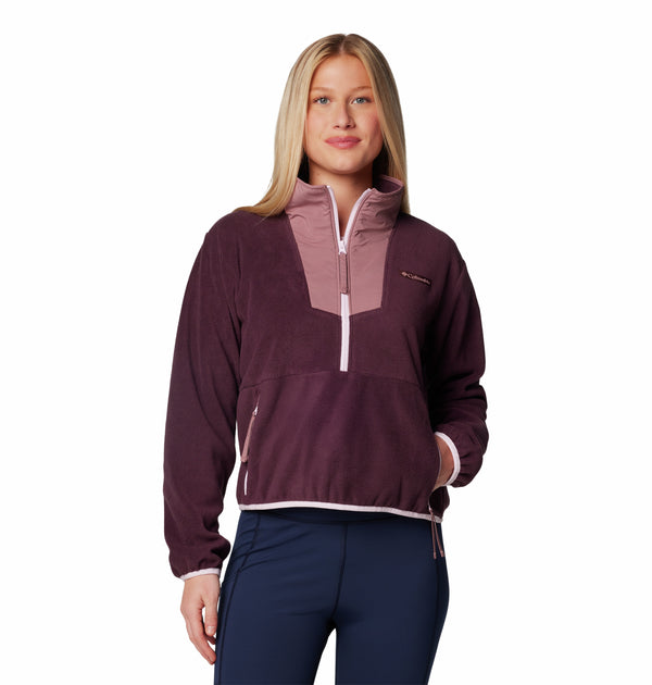 Columbia Ladies Sequoia Grove Cropped 1/2 Zip Overhead Fleece-MOONBEAM - Borderland Muff