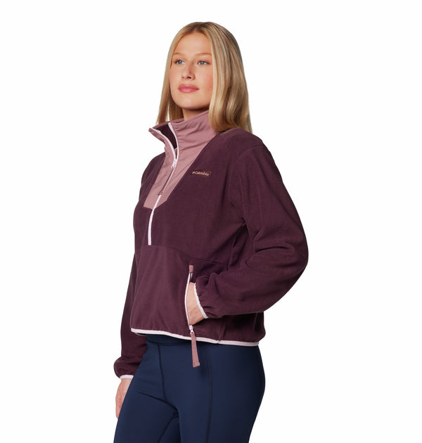 Columbia Ladies Sequoia Grove Cropped 1/2 Zip Overhead Fleece-MOONBEAM - Borderland Muff
