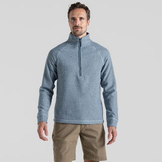 Craghoppers Mens Barn Half Zip Knit Look Fleece-BLUE - Borderland Muff