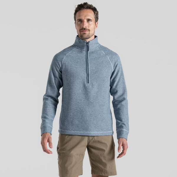 Craghoppers Mens Barn Half Zip Knit Look Fleece-BLUE - Borderland Muff