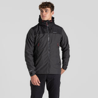 Craghoppers Mens Vanth Waterproof Breathable Wind Resistant Jacket-BLACK PEPPER - Borderland Muff