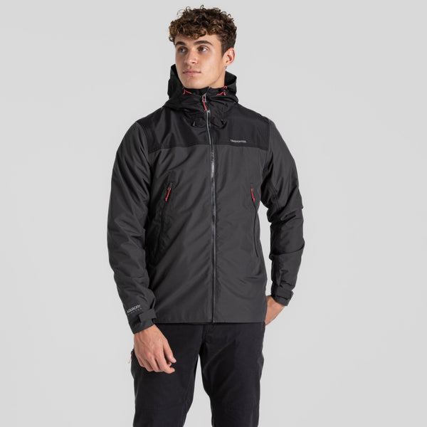 Craghoppers Mens Vanth Waterproof Breathable Wind Resistant Jacket-BLACK PEPPER - Borderland Muff