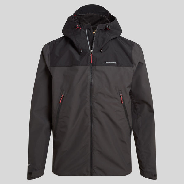 Craghoppers Mens Vanth Waterproof Breathable Wind Resistant Jacket-BLACK PEPPER - Borderland Muff