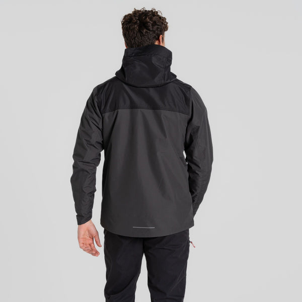 Craghoppers Mens Vanth Waterproof Breathable Wind Resistant Jacket-BLACK PEPPER - Borderland Muff