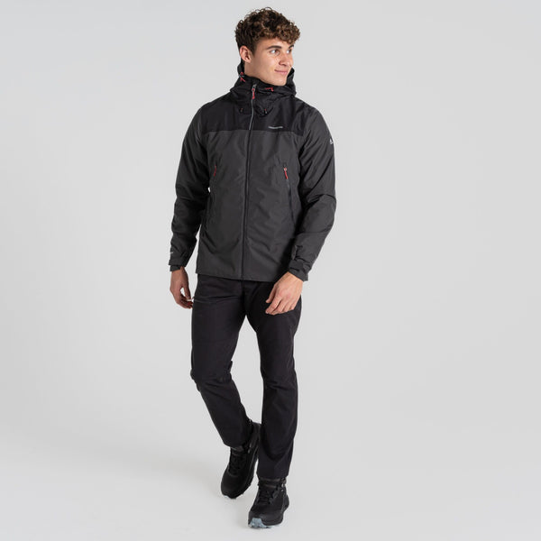 Craghoppers Mens Vanth Waterproof Breathable Wind Resistant Jacket-BLACK PEPPER - Borderland Muff