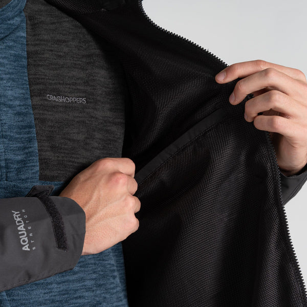 Craghoppers Mens Vanth Waterproof Breathable Wind Resistant Jacket-BLACK PEPPER - Borderland Muff