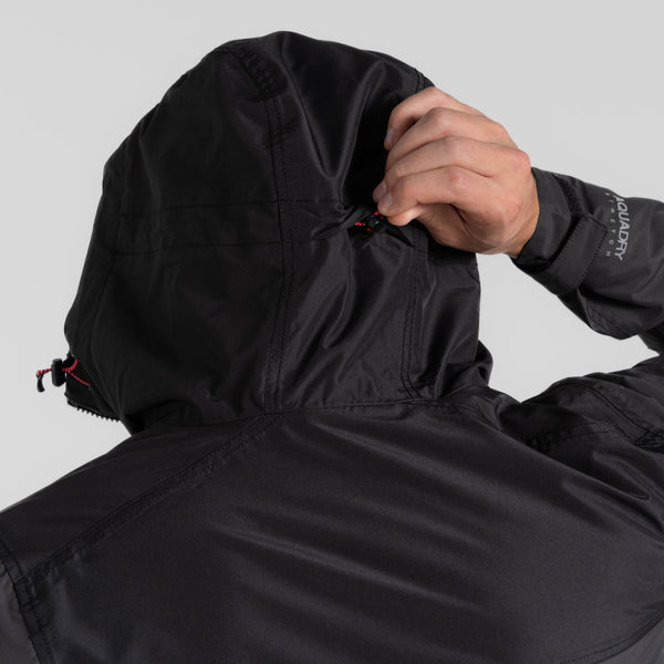 Craghoppers Mens Vanth Waterproof Breathable Wind Resistant Jacket-BLACK PEPPER - Borderland Muff