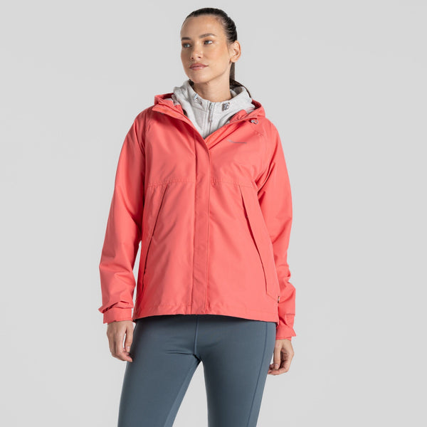 Craghoppers Ladies Ossus Waterproof Breathable Wind Resistant Jacket-CORAL - Borderland Muff
