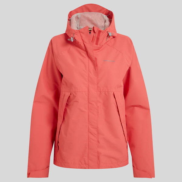 Craghoppers Ladies Ossus Waterproof Breathable Wind Resistant Jacket-CORAL - Borderland Muff