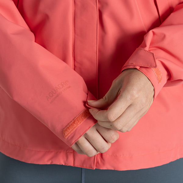 Craghoppers Ladies Ossus Waterproof Breathable Wind Resistant Jacket-CORAL - Borderland Muff