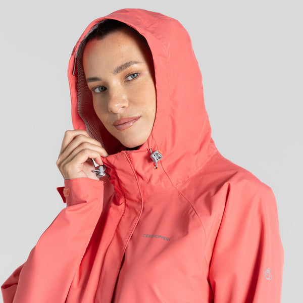 Craghoppers Ladies Ossus Waterproof Breathable Wind Resistant Jacket-CORAL - Borderland Muff