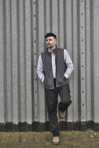 Fort Mens Breckland Windproof Breathable Fleece Lined Softshell Bodywarmer-GREY - Borderland Muff