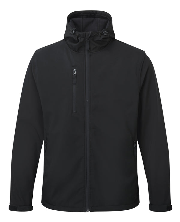 Tuff Stuff Mens Holkham Water Repellant Breathable Windproof Hooded Softshell Work Jacket-BLACK - Borderland Muff