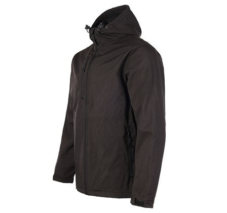 Tuff Stuff Mens Holkham Water Repellant Breathable Windproof Hooded Softshell Work Jacket-BLACK - Borderland Muff
