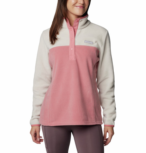 Columbia Ladies Benton Springs 1/2 Snap Pullover Fleece-PINK - Borderland Muff