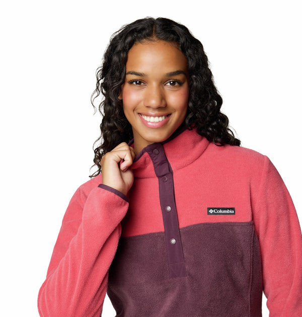 Columbia Ladies Benton Springs 1/2 Snap Pullover Fleece-RED - Borderland Muff