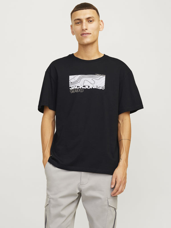 Jack & Jones Art Regular Fit 100% Cotton T-Shirt-BLACK - Borderland Muff