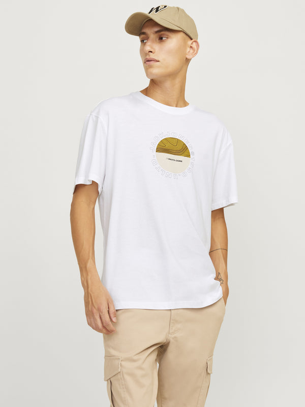 Jack & Jones Art Regular Fit 100% Cotton T-Shirt-WHITE - Borderland Muff